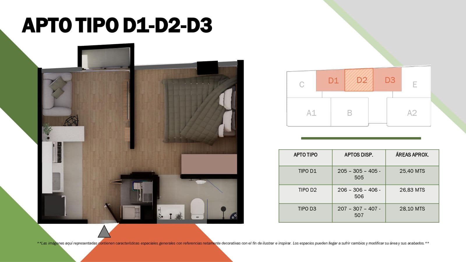 Plano Apartamento Tipo D1 - D2 - D3 